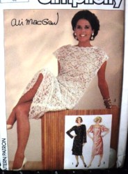 6837 SS-LS LACE DRESS,SLIP, SASH ALI MACGRAW PATTERN 16 38''